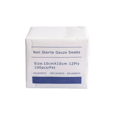 よい価格 医用外科用ガズスワブ 不滅菌 10*10cm 12ply 40S ガズスワブ 100pcs/pkt 病院用 オンライン